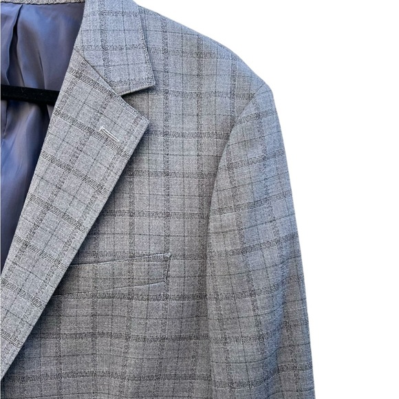 Bonobos Jetsetter Wool Windowpane Standard Fit Blazer/Jacket Men 40R Gray - Picture 3 of 11